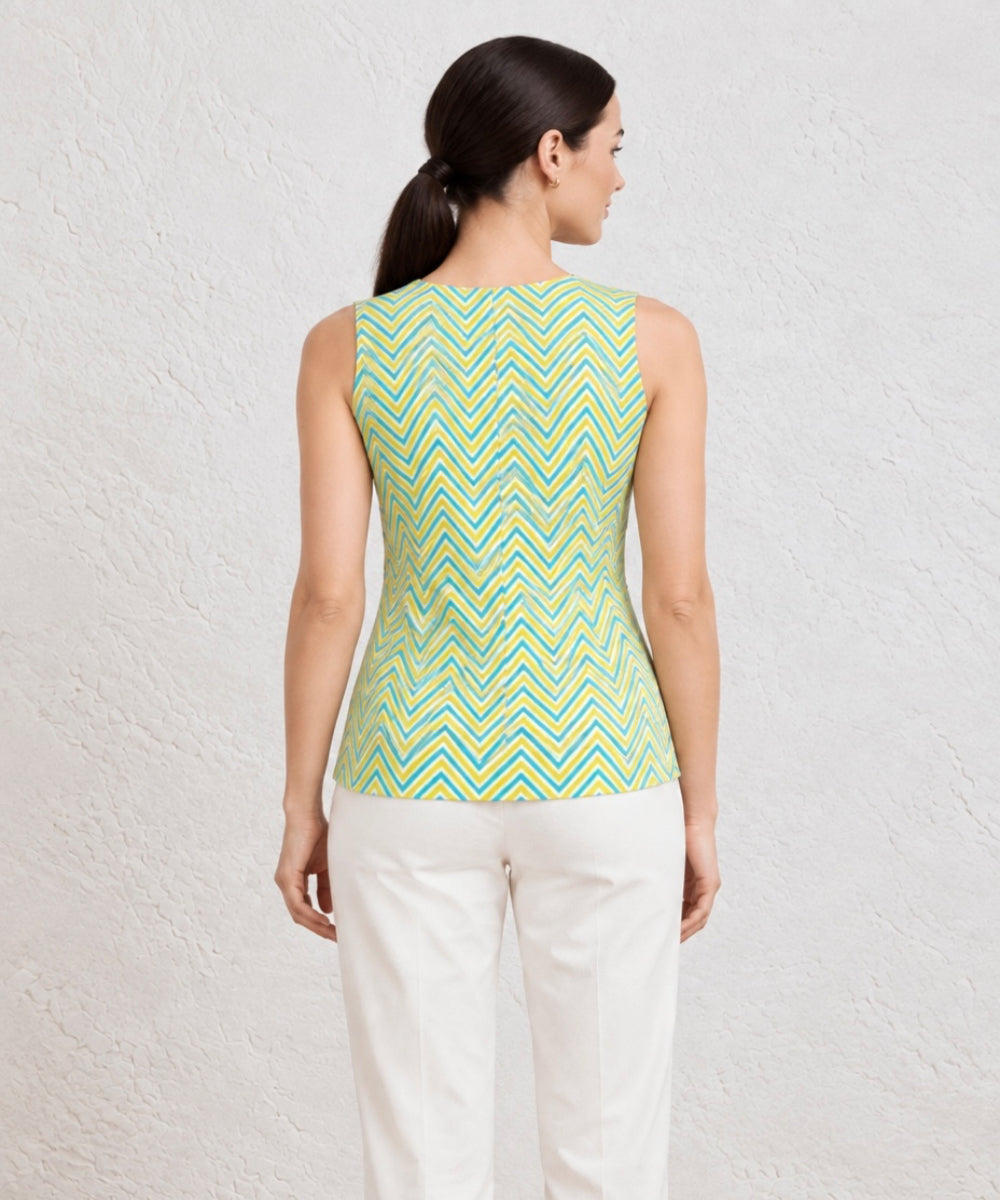Yellow green hand block printed pure cotton top