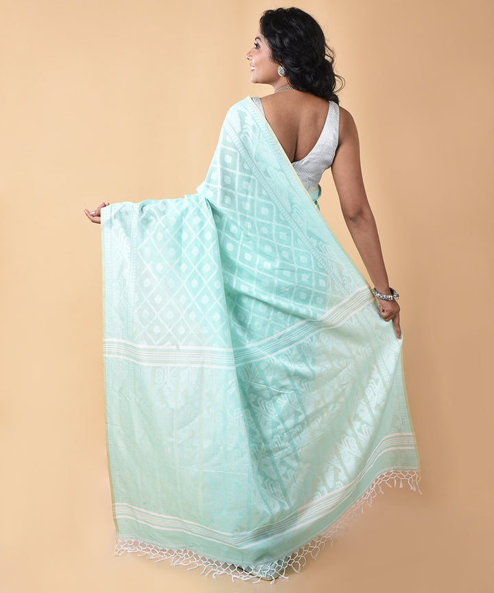 Sky blue cotton handloom jamdani saree