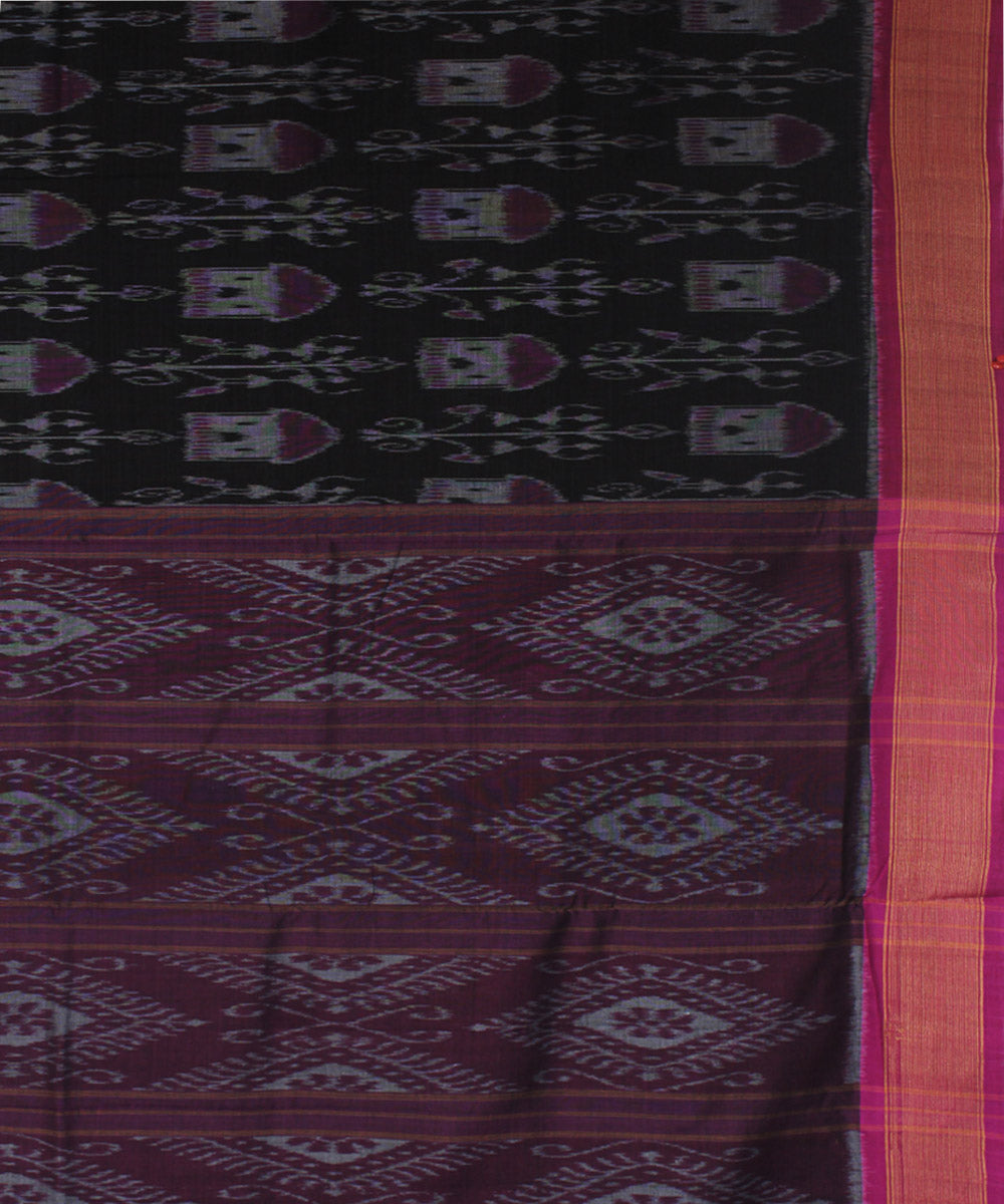 Black pink cotton handwoven nuapatna saree