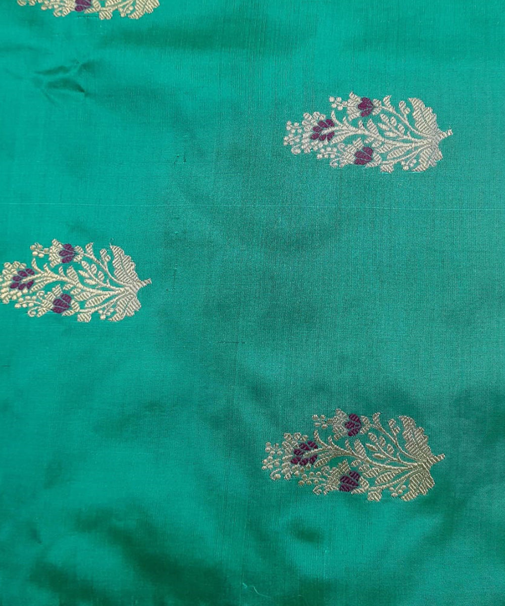 Light green purple handloom banarasi silk fabric