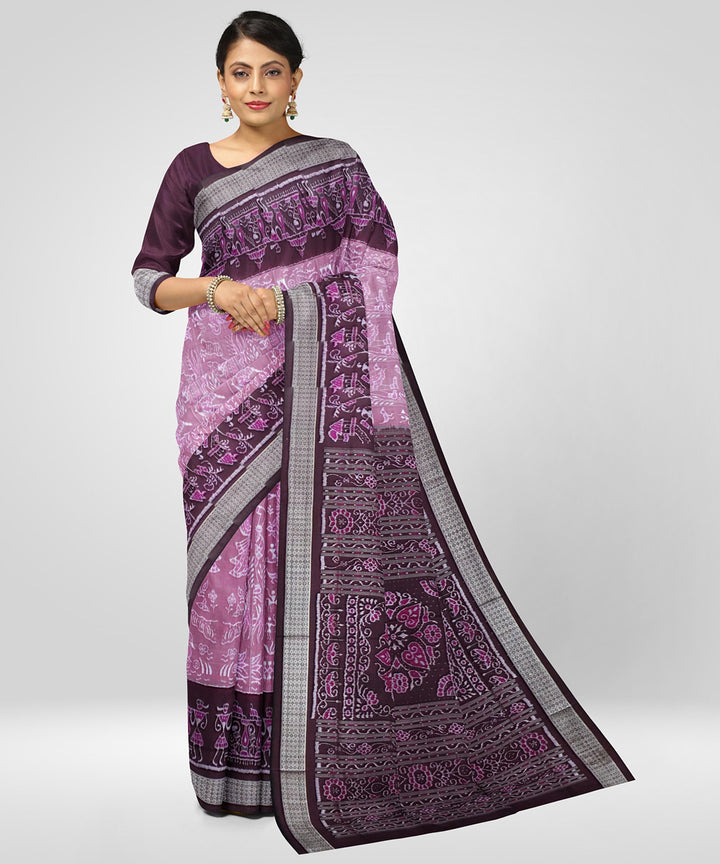 English lavender silk handwoven sambalpuri saree