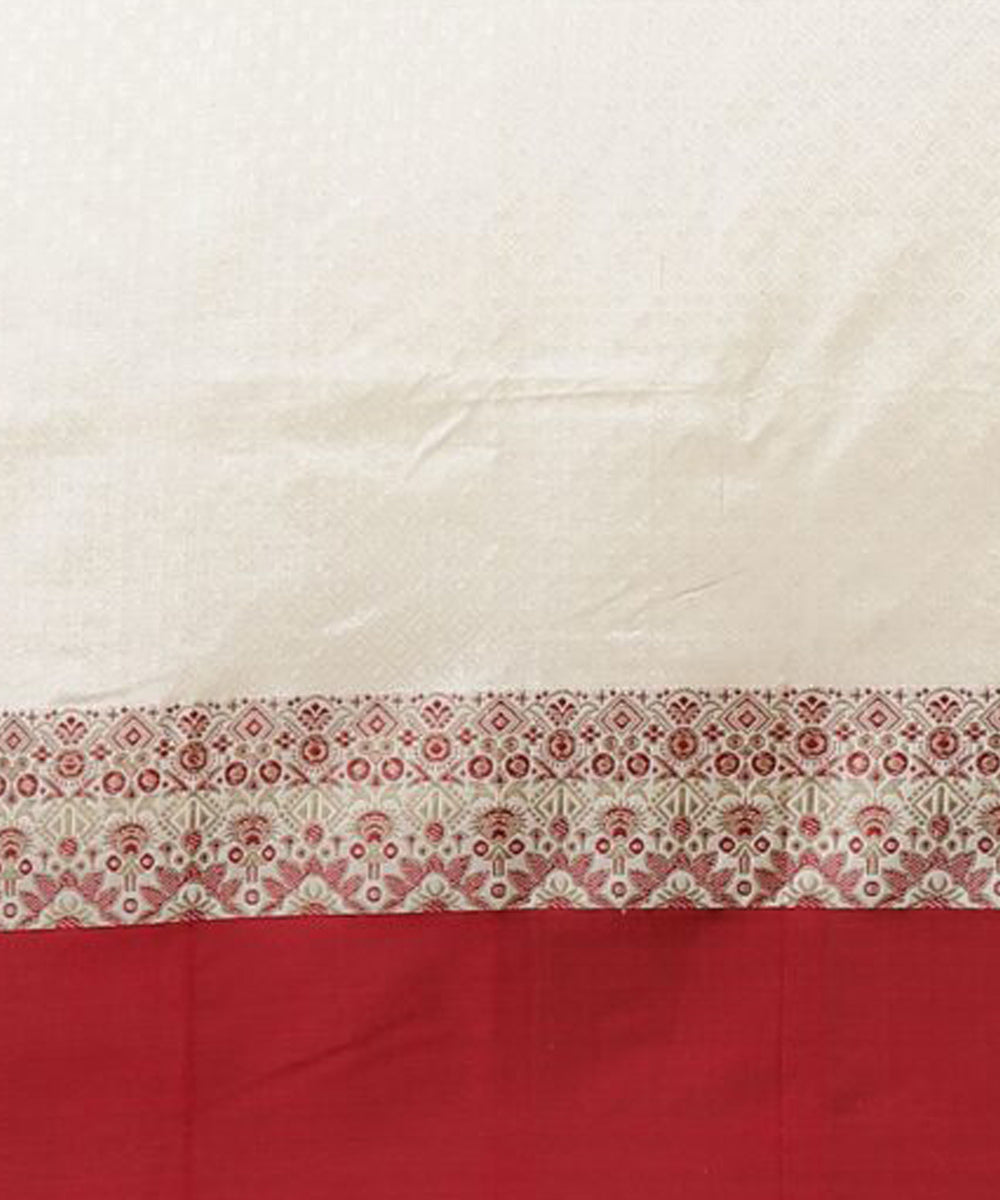 White red silk handwoven shantipuri saree