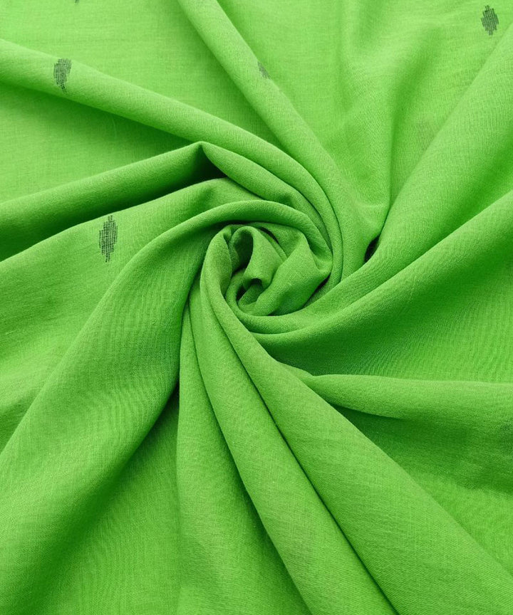 Parrot green buti handwoven cotton jamdani fabric