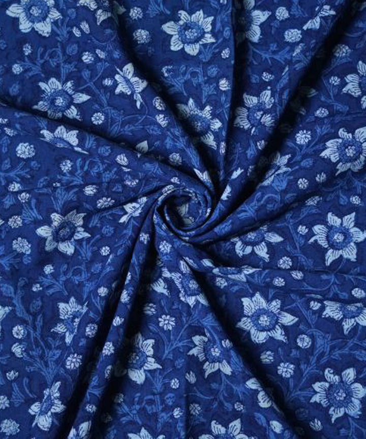 Indigo offwhite handspun handwoven kala cotton fabric