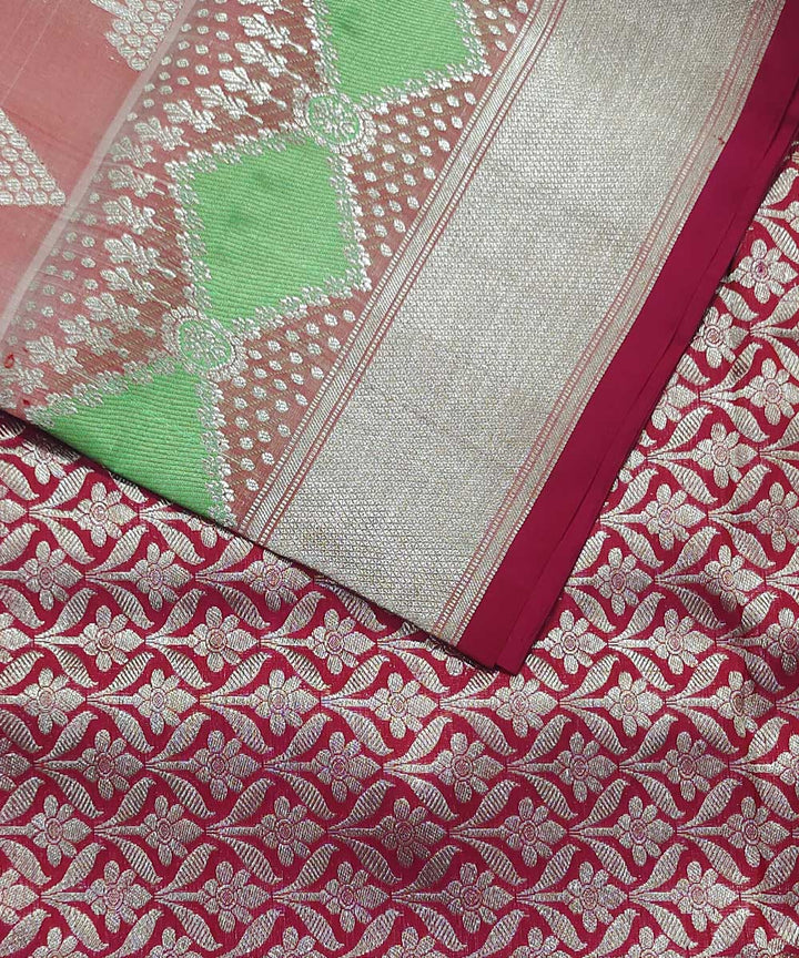 Pink maroon silk handloom venkatagiri saree