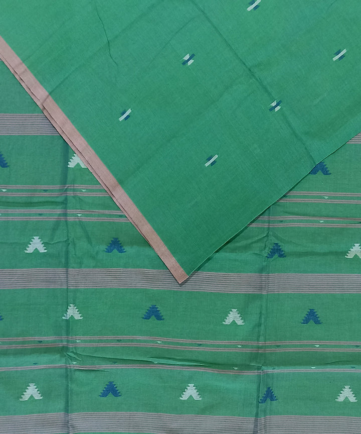 Light green pink cotton handloom bengal saree