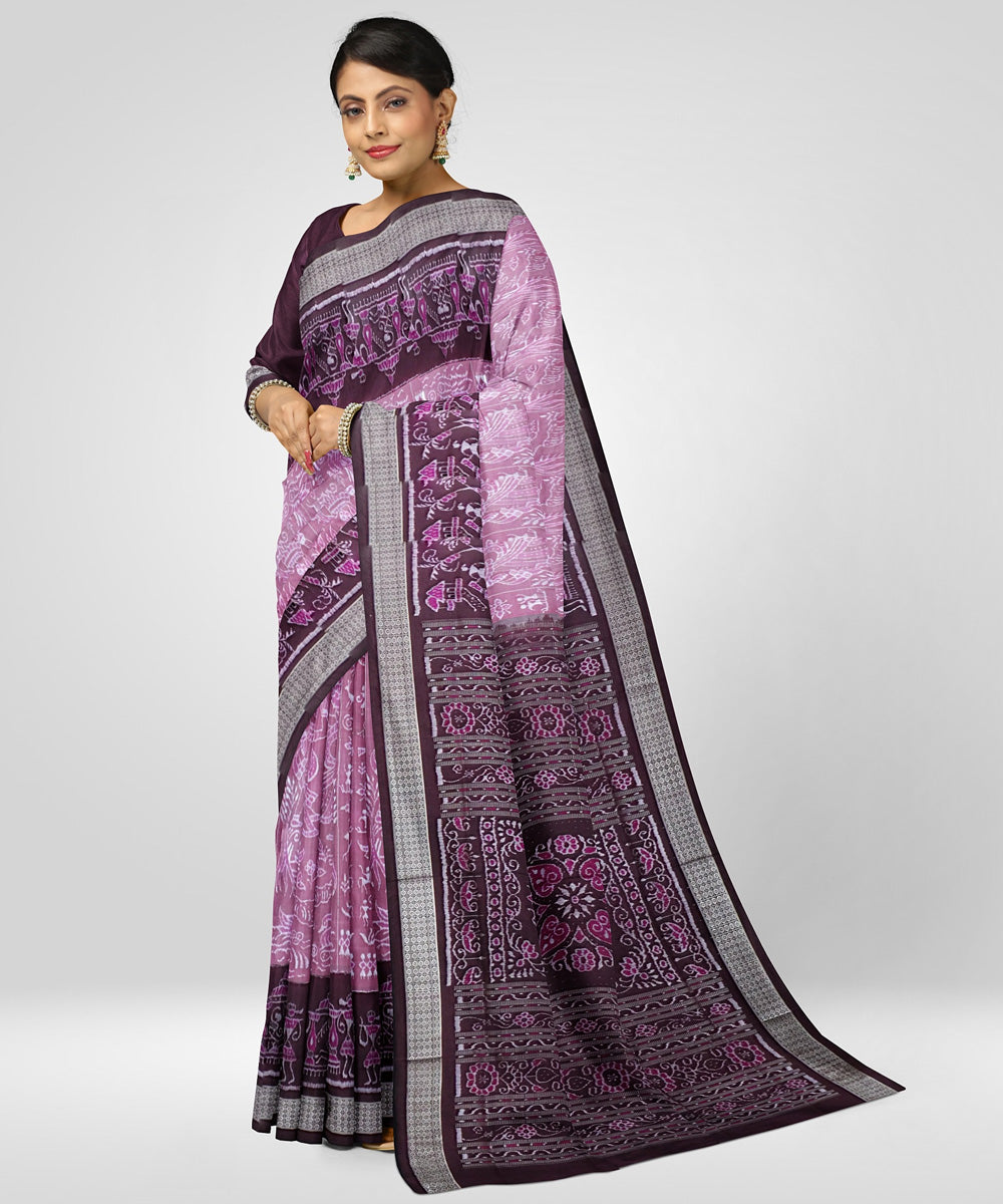 English lavender silk handwoven sambalpuri saree