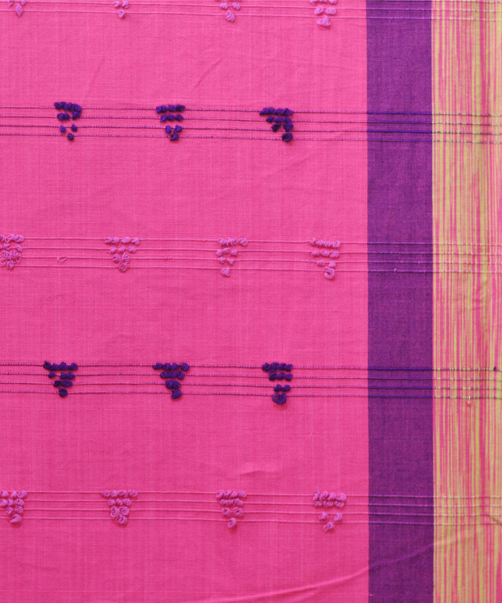 Pink purple buti handwoven cotton double bed king size bedcover