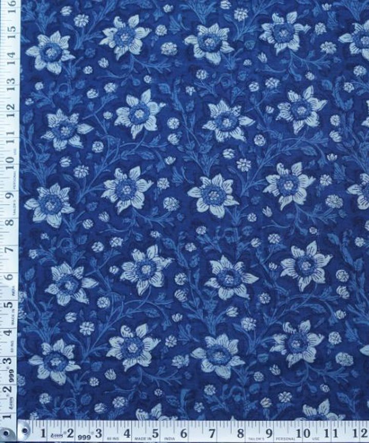 Indigo offwhite handspun handwoven kala cotton fabric