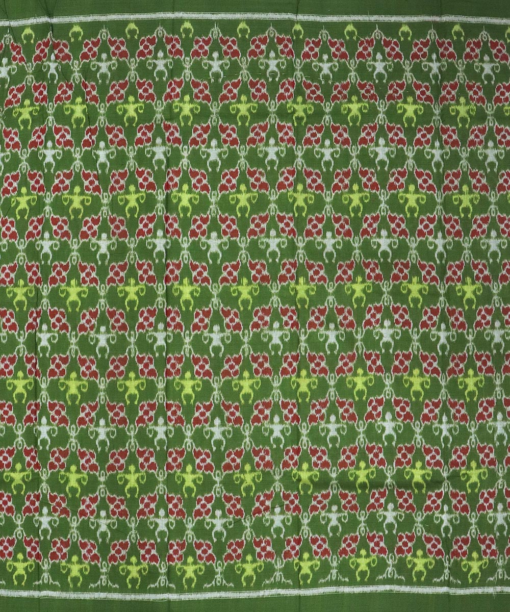 Lava red gray-asparagus handwoven cotton sambalpuri dress material