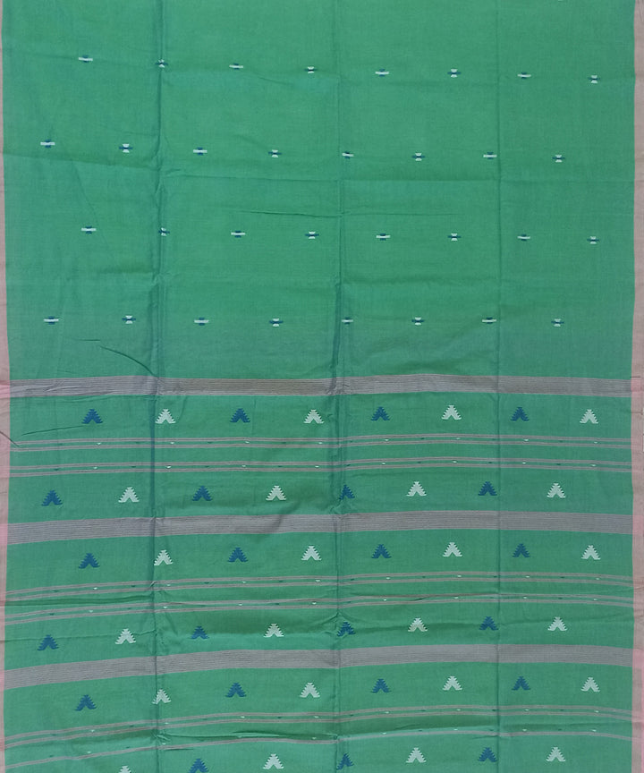 Light green pink cotton handloom bengal saree