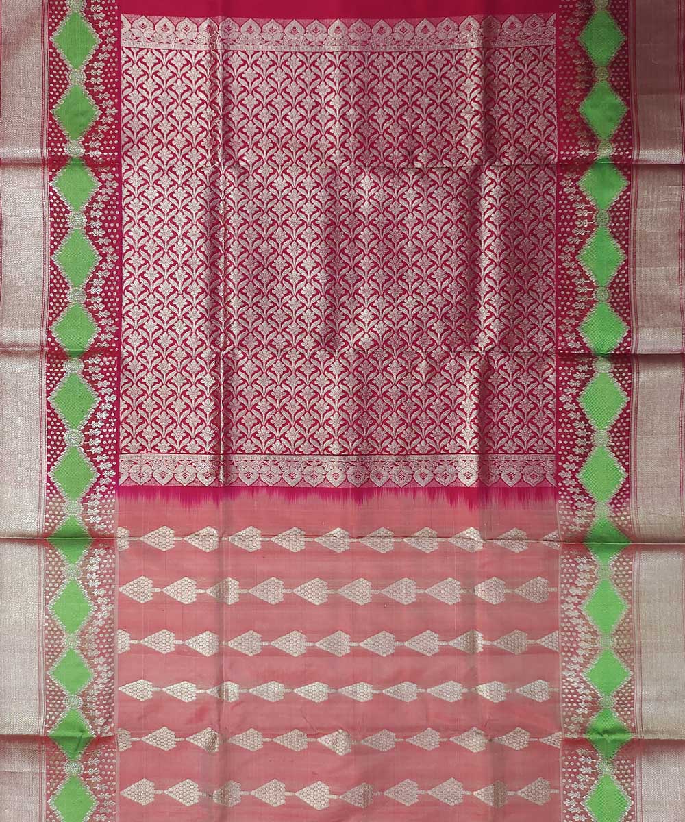 Pink maroon silk handloom venkatagiri saree