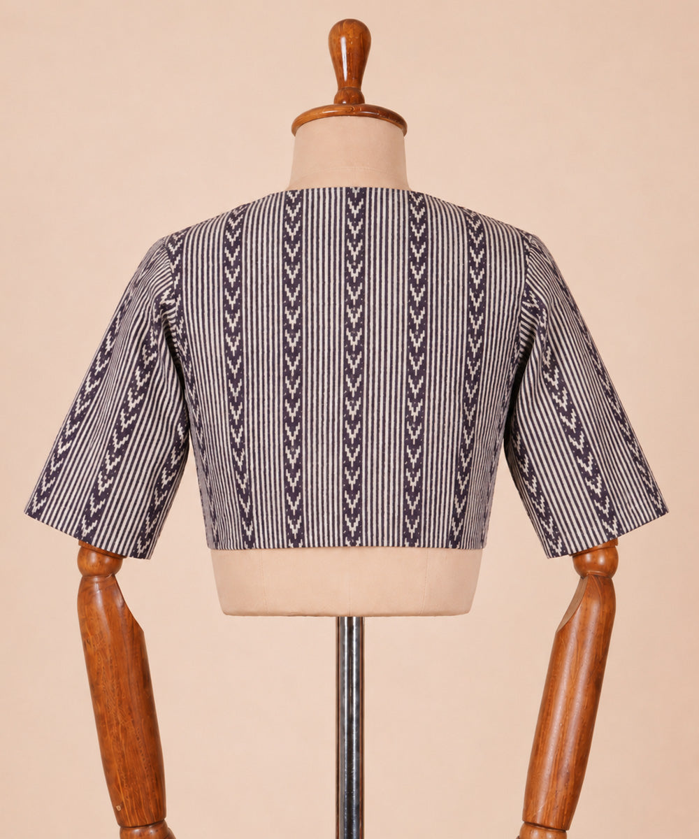 Gray black cotton v neck front opening blouse