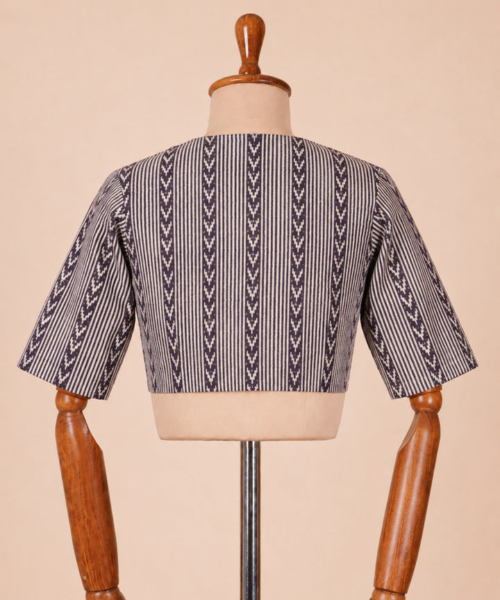 Gray black cotton v neck front opening blouse