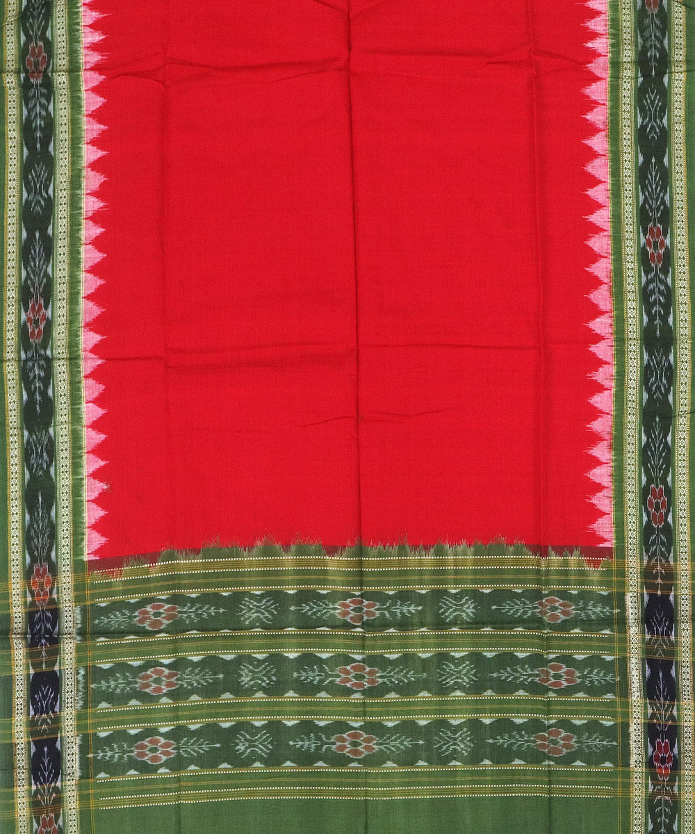 Lava red gray-asparagus handwoven cotton sambalpuri dress material