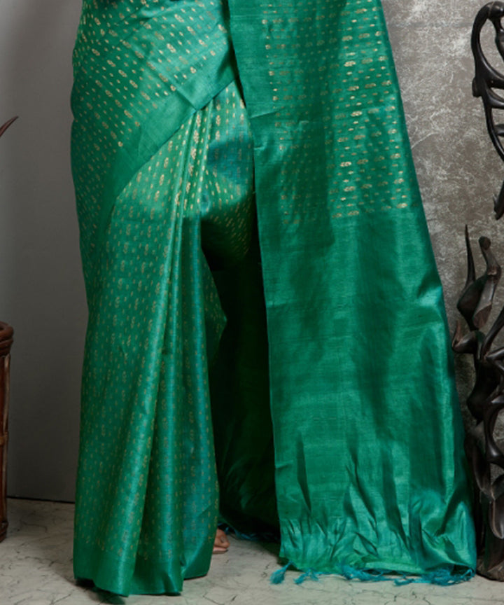Rama green handwoven chhatisgarh tussar silk saree