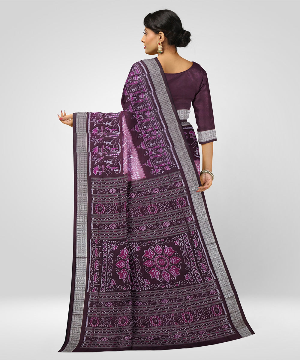 English lavender silk handwoven sambalpuri saree