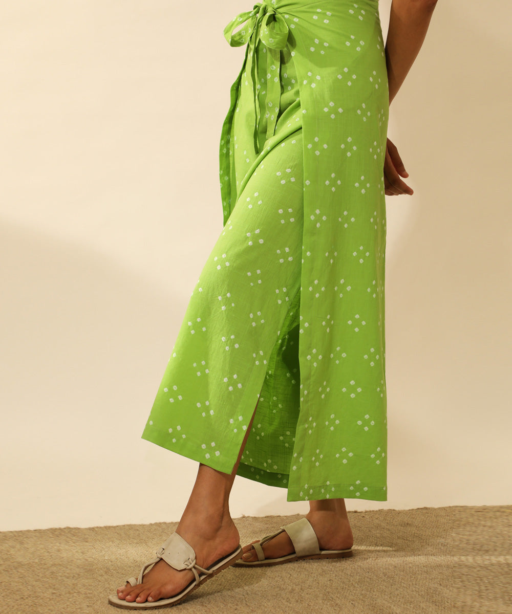 Green handcrafted bandhani cotton pant