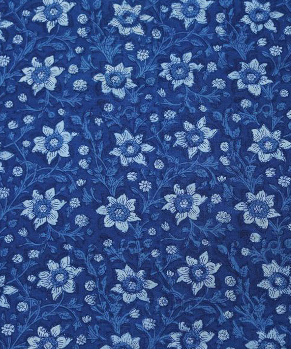 Indigo offwhite handspun handwoven kala cotton fabric