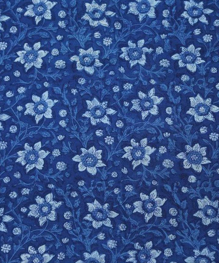 Indigo offwhite handspun handwoven kala cotton fabric