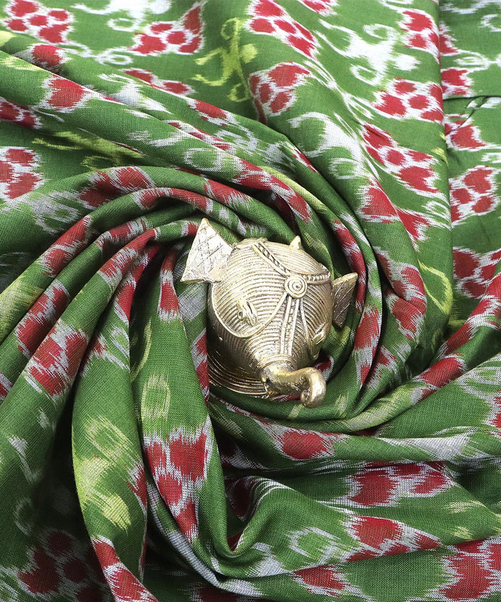 Lava red gray-asparagus handwoven cotton sambalpuri dress material