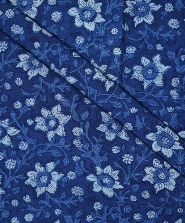 Indigo offwhite handspun handwoven kala cotton fabric