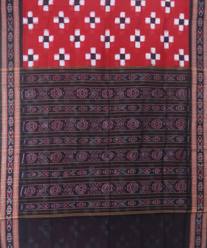 Red black border cotton handwoven sambalpuri saree