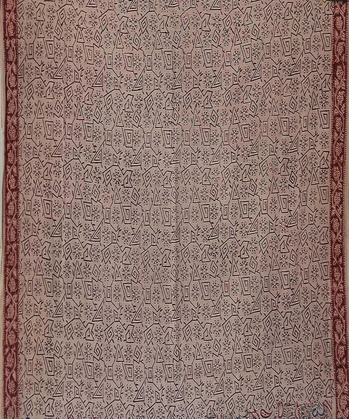 Offwhite maroon kalamkari cotton hand printed saree