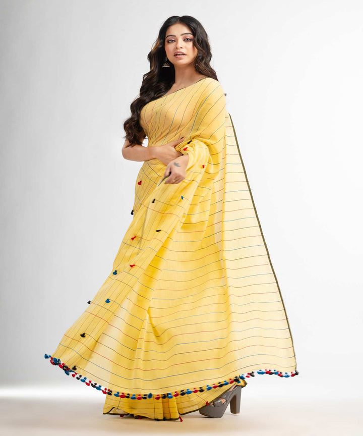 Yellow handwoven bengal cotton saree