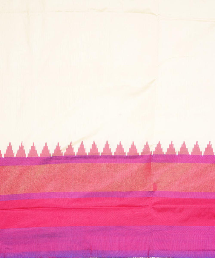 White magenta silk handloom pochampally ikat saree