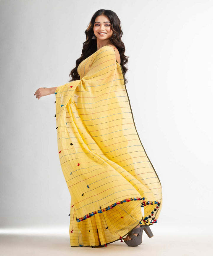 Yellow handwoven bengal cotton saree
