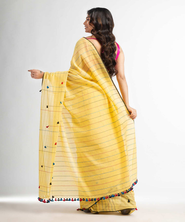 Yellow handwoven bengal cotton saree