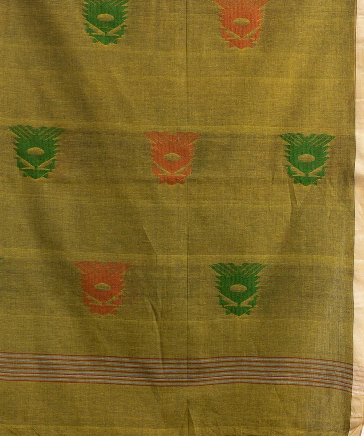 Fern green handwoven bengal cotton saree