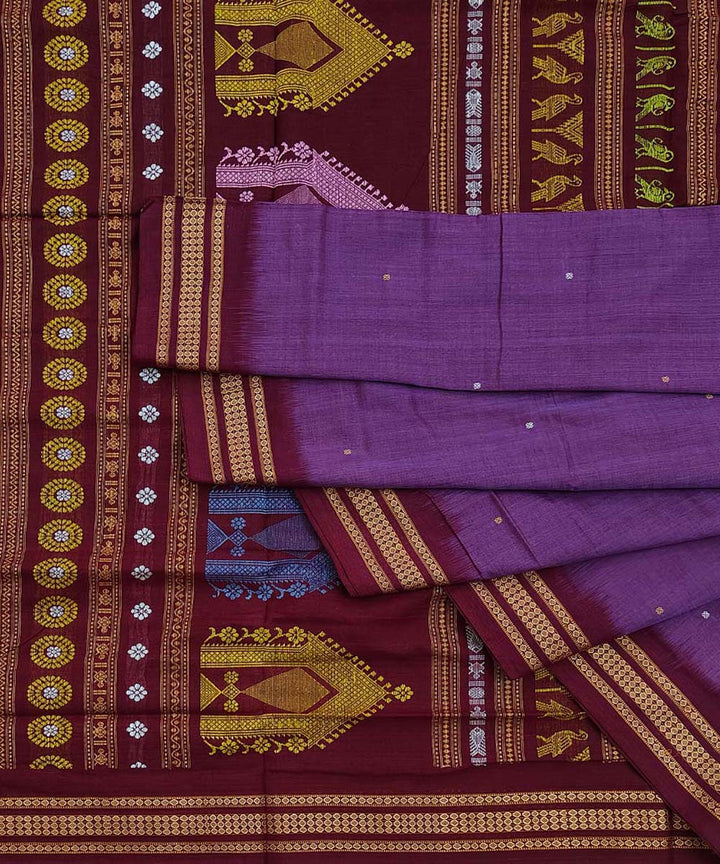 Purple black handwoven cotton dongoria saree