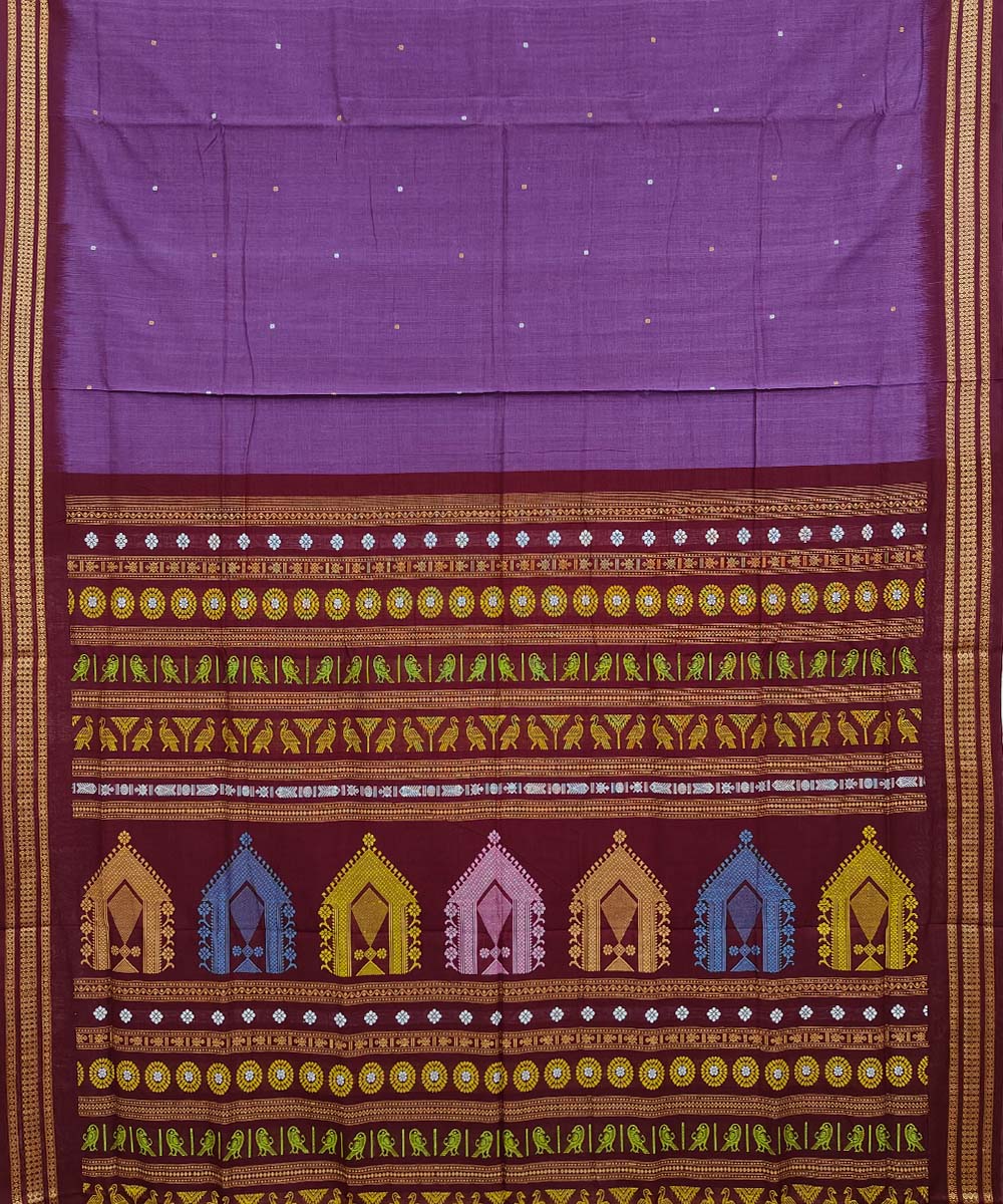 Purple black handwoven cotton dongoria saree