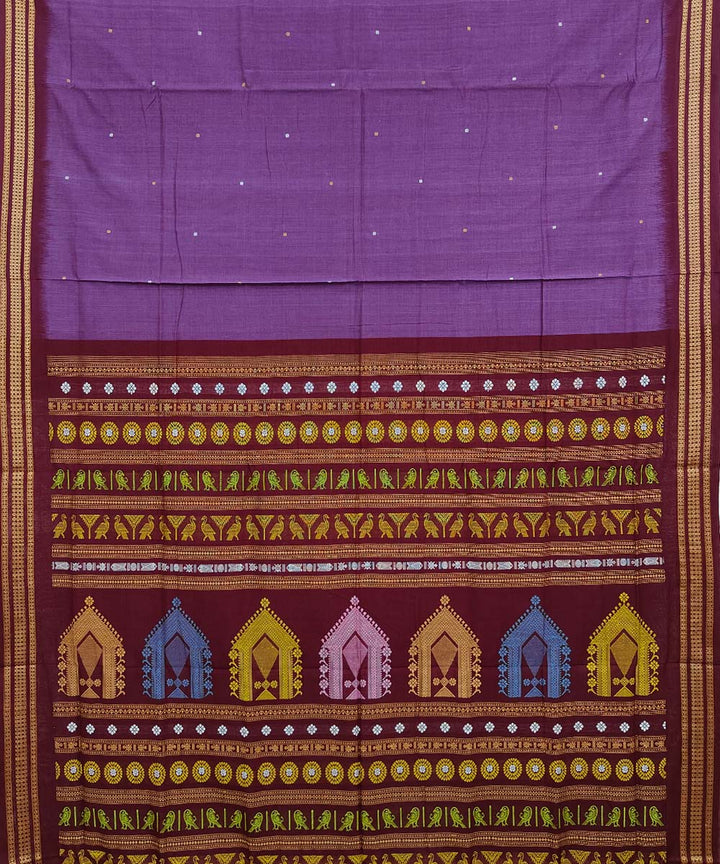 Purple black handwoven cotton dongoria saree