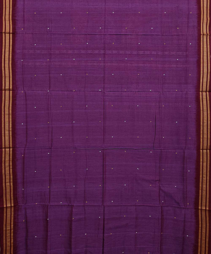 Purple black handwoven cotton dongoria saree