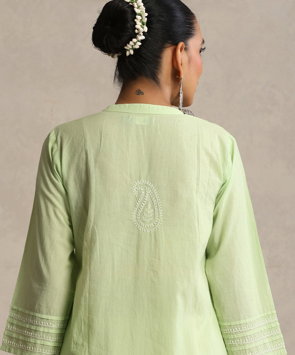 Light green  Hand Embroidered   Chikankari  Cotton Kurti