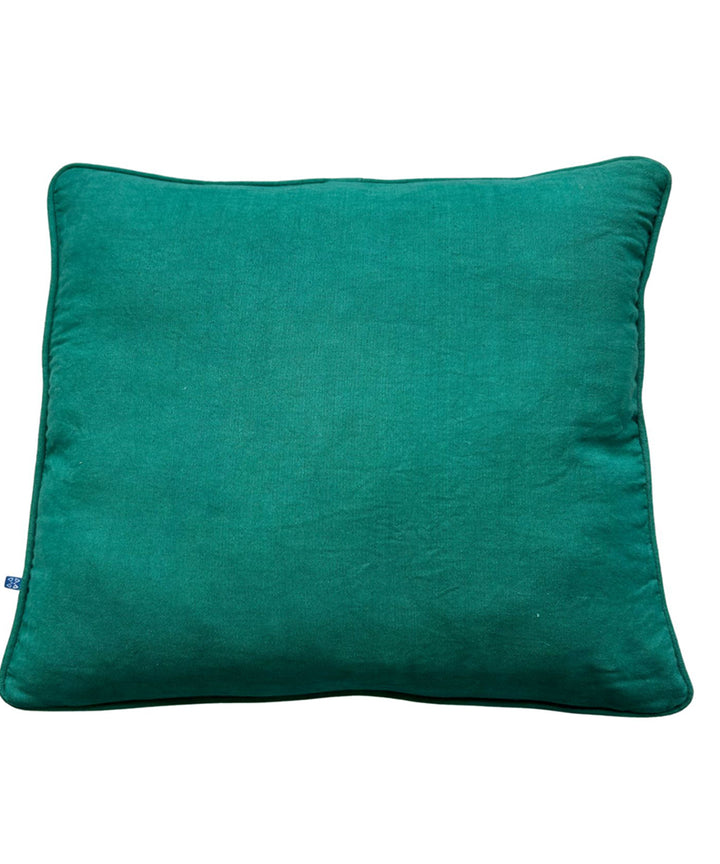 Dark teal green handloom cotton cushion cover