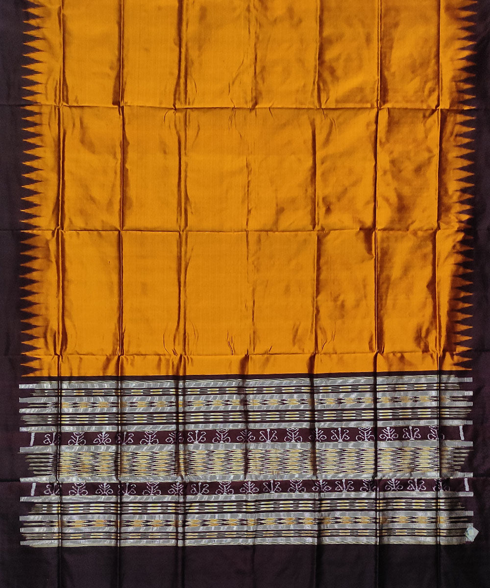 Yellow maroon handloom silk sambalpuri dupatta