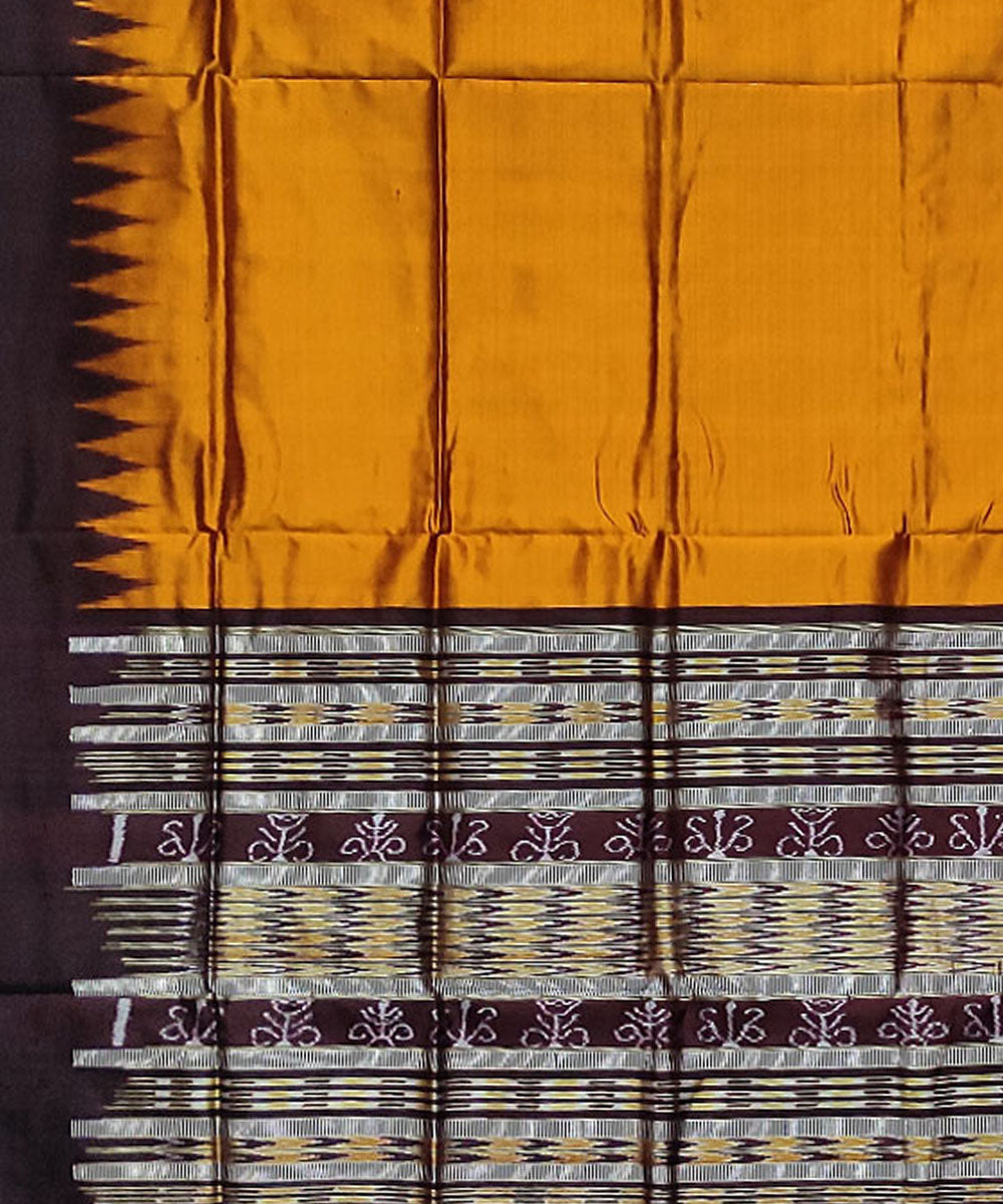 Yellow maroon handloom silk sambalpuri dupatta