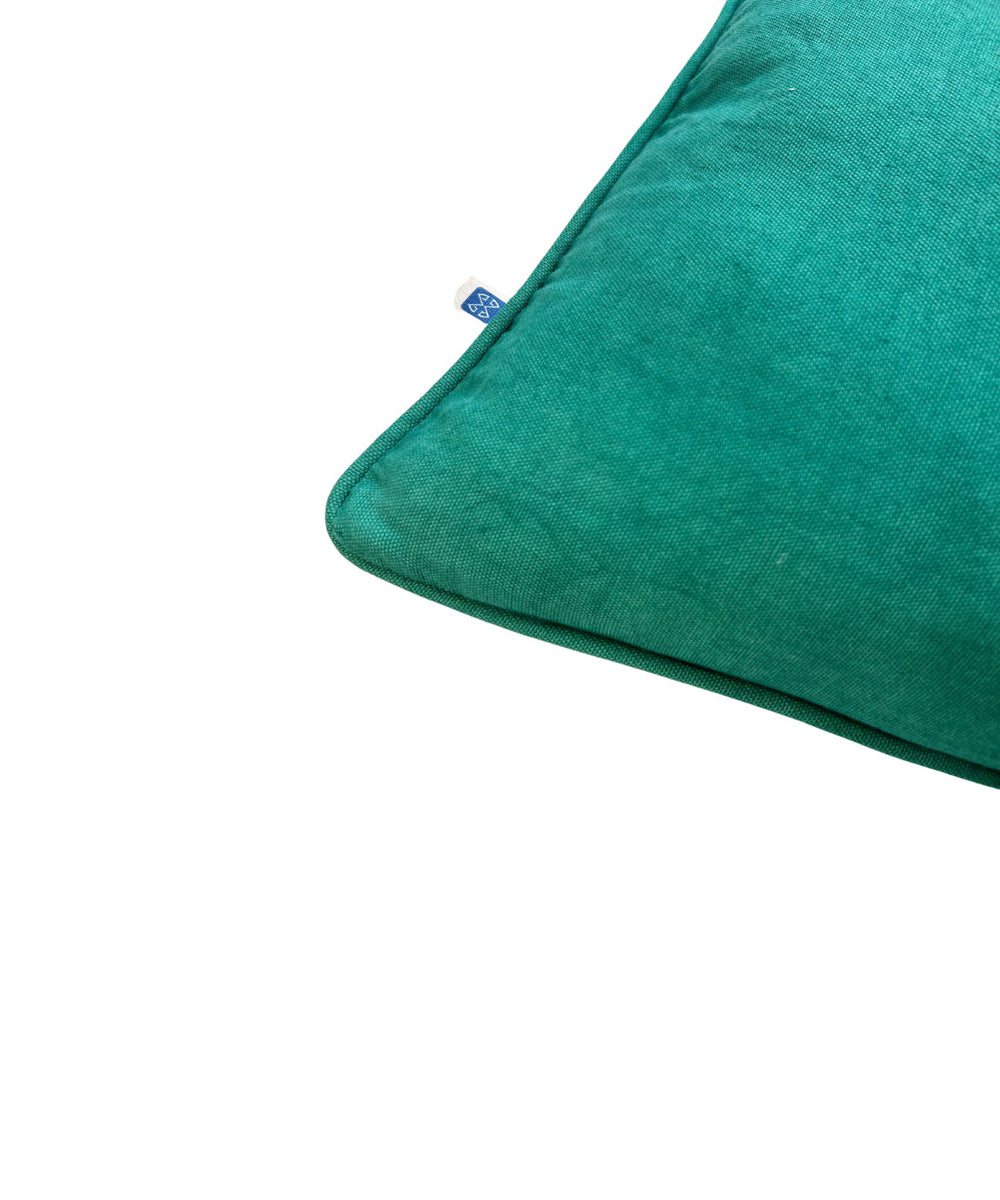 Dark teal green handloom cotton cushion cover