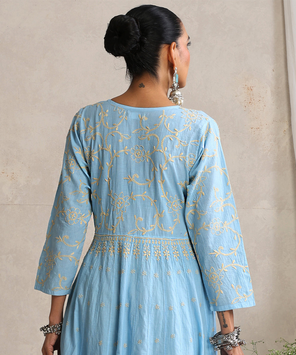 Sky blue  Hand Embroidered   Chikankari  Cotton Kurti