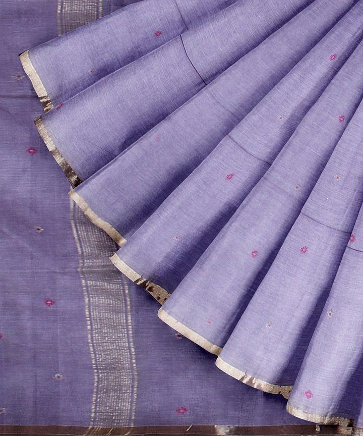 Purple bengal handloom cotton saree