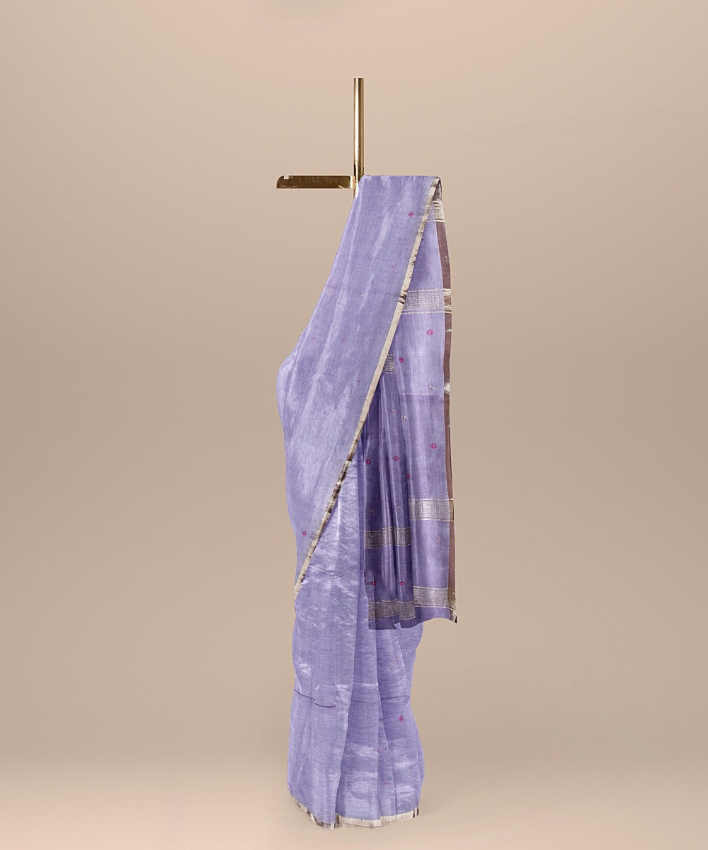 Purple bengal handloom cotton saree