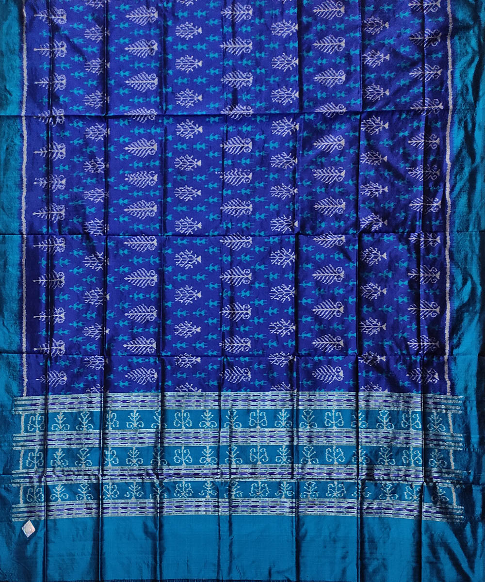 Navy blue blue handloom silk sambalpuri dupatta