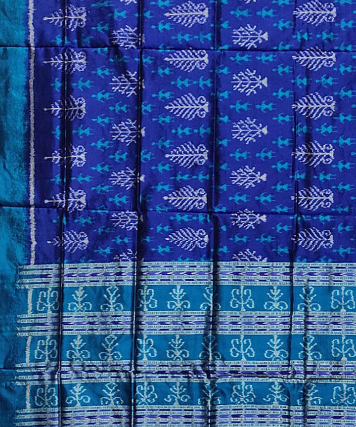 Navy blue blue handloom silk sambalpuri dupatta