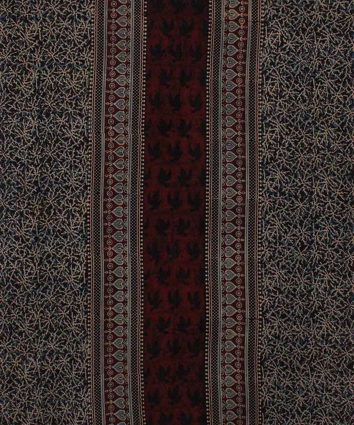 3m black maroon hand printed cotton ajrakh kurta material