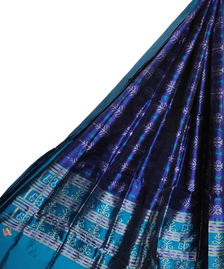 Navy blue blue handloom silk sambalpuri dupatta