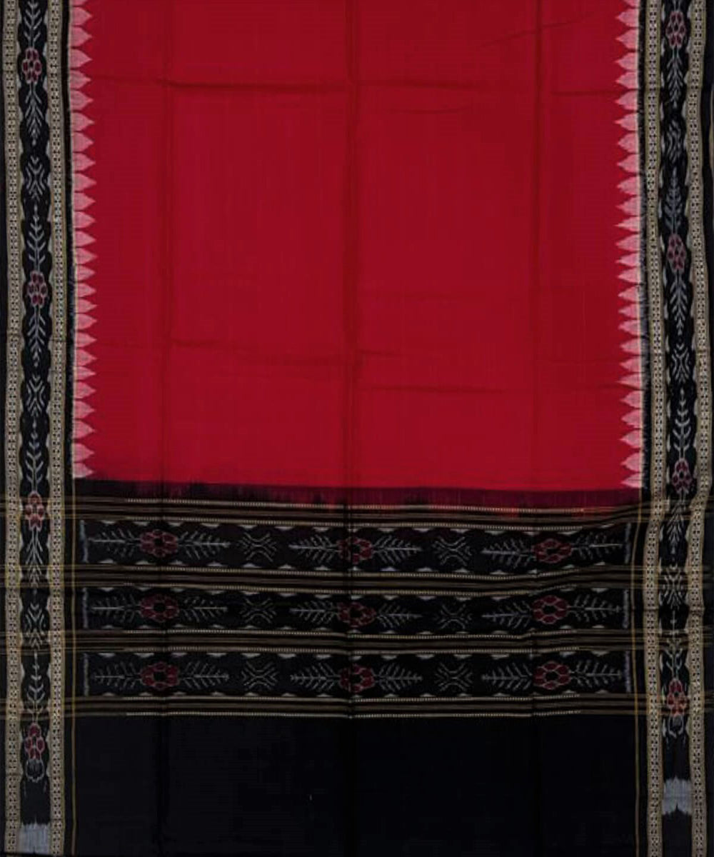 3pc Red black handwoven cotton double ikat sambalpuri dress material